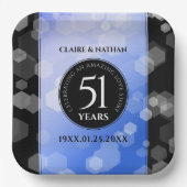 Assiettes En Carton Élégant 51e anniversaire de Mariage Sapphire (Recto)