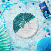 Assiettes En Carton Elégant 5ème anniversaire de Mariage Turquoise (Fête)