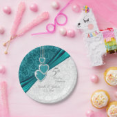 Assiettes En Carton Elégant 5ème anniversaire de Mariage Turquoise (Fête)