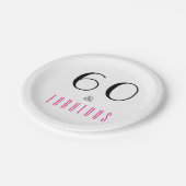 Assiettes En Carton Élégant 60 et Fabuleux 60e anniversaire fête (Angle)