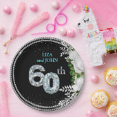 Assiettes En Carton Élégant 60e anniversaire de Mariage de diamant (Fête)