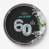 Assiettes En Carton Élégant 60e anniversaire de Mariage de diamant (Devant)
