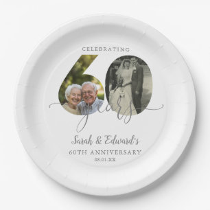 Assiettes En Carton Élégant 60ème anniversaire de Mariage 2 photo