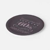 Assiettes En Carton Élégant 60ème anniversaire de Mariage violet (Angle)