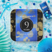 Assiettes En Carton Élégant 9e anniversaire Mariage Lapis Lazuli (Fête)