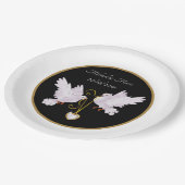 Assiettes En Carton élégant amour colombes ajouter nom date Mariage Pa (Angle)