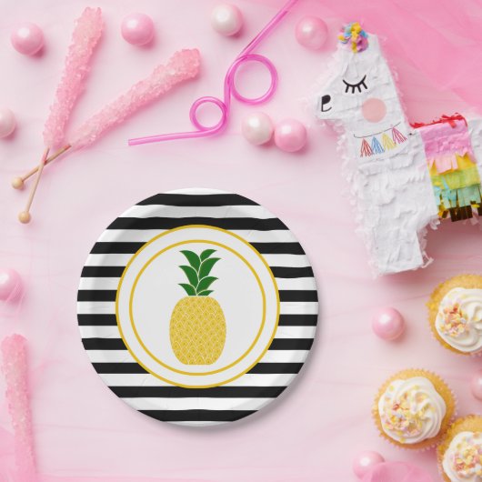 Assiettes En Carton Élégant ananas jaune (Fête)