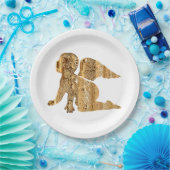 Assiettes En Carton Élégant Ange doré brillant Blanc céleste (Fête)