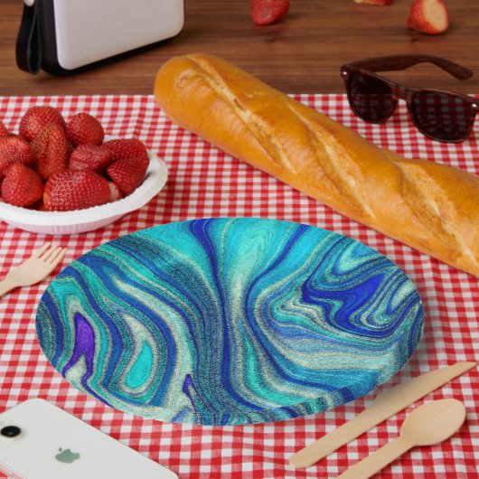 Assiettes En Carton Elégant Aquamarine Paua Rainbow Shell inspiré (Pique-nique)
