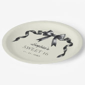 Assiettes En Carton Elégant Aquarelle Coquette Black Bow Sweet 16 (Angle)