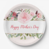 Assiettes En Carton Elégant Aquarelle Fleurs Mères Jour Papier Plaque (Devant)