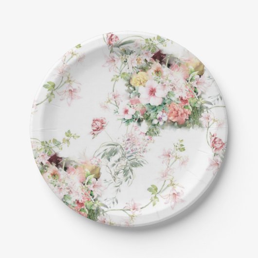 Assiettes En Carton Élégant aquarelle formelle florale (Devant)