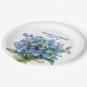 Assiettes En Carton Elégant aquarelle Oubliez-moi pas Mariage (Angle)