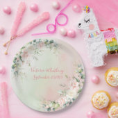 Assiettes En Carton Elégant Aquarelle rose Blush Floral Mariage (Fête)