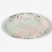 Assiettes En Carton Elégant Aquarelle rose Blush Floral Mariage (Angle)