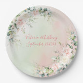 Assiettes En Carton Elégant Aquarelle rose Blush Floral Mariage (Devant)