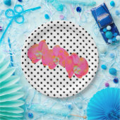 Assiettes En Carton Elégant Aquarelle rose Orchidées | pois (Fête)