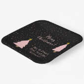 Assiettes En Carton Élégant arbre de Noël rose étoile d'or, ciel noctu (Angulaire)