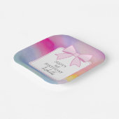 Assiettes En Carton Elégant arc-en-ciel rose Bow Aquarelle Premier ann (Angulaire)