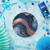 Assiettes En Carton Elégant art fluide avec cuivre et perruques bleues (Fête)