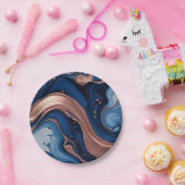 Assiettes En Carton Elégant art fluide avec cuivre et perruques bleues (Fête)