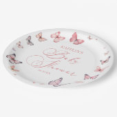 Assiettes En Carton Élégant Baby shower à papillon rose doux (Angle)