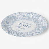 Assiettes En Carton Élégant baby shower bleu chinoiserie toile françai (Angle)