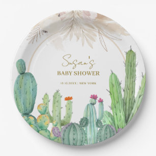 Assiettes En Carton Elégant Baby shower Boho Western Cactus Arch