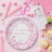 Assiettes En Carton Élégant baby shower botanique rose pâle imprimé (Fête)