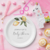 Assiettes En Carton Elégant baby shower citron aquarelle (Fête)