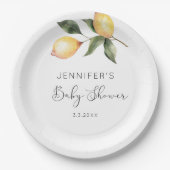 Assiettes En Carton Elégant baby shower citron aquarelle (Devant)