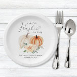 Assiettes En Carton Elégant Baby shower Citrouille Floral Aquarelle<br><div class="desc">Elégante plaque de papier baby shower neutre genre avec "un petit citrouille doux est en route" dans la typographie moderne et un script élégant avec un coeur swash et aquarelles d'orange, terre cuite et crème citrouilles et bouquets floraux. Précisez le sexe du bébé si vous le désirez (p. ex., "est...</div>