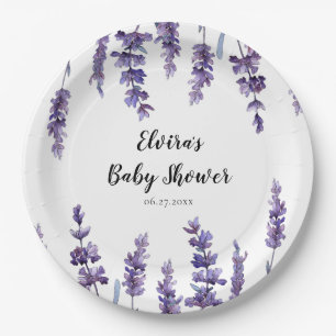 Assiettes En Carton Élégant Baby shower de lavande fleurie