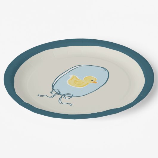 Assiettes En Carton Élégant Baby shower en caoutchouc bleu Turquoise (Angle)