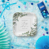 Assiettes En Carton Elégant Baby shower Eucalyptus verdoyant (Fête)