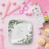 Assiettes En Carton Elégant Baby shower Eucalyptus verdoyant (Fête)