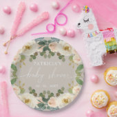 Assiettes En Carton Élégant Baby shower floral de la Pêche à la Taupe (Fête)