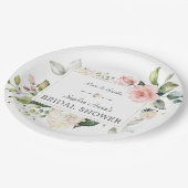 Assiettes En Carton Élégant Baby Shower Floral Fleurs Rose Pâle Aquare (Angle)