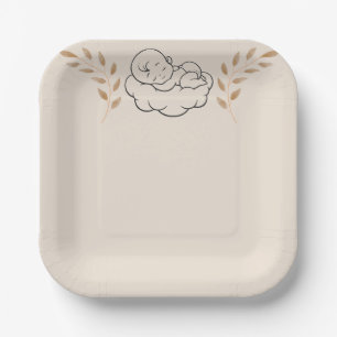 Assiettes En Carton Elegant Baby Shower Invitation Modern Boho style