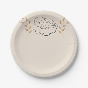 Assiettes En Carton Elegant Baby Shower Invitation Modern Boho style