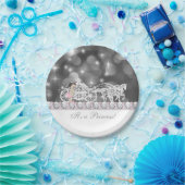 Assiettes En Carton Élégant Baby shower princesse rose et gris (Fête)