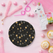 Assiettes En Carton Élégant Ballons Noir & Or (Fête)