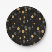 Assiettes En Carton Élégant Ballons Noir & Or (Devant)
