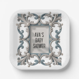 Assiettes En Carton Elégant baroque Baby Boy Douche