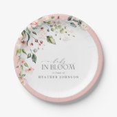 Assiettes En Carton Élégant Bébé En Fleur Rose Fille Aquarelle Fleurs (Devant)