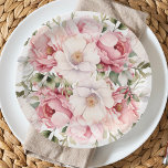 Assiettes En Carton Élégant Bébé Floral Rose En Fleur Baby shower Fill<br><div class="desc">Pink Baby In Bloom Girl Papier Plaque Baby shower dispose de belles fleurs roses et de verdure ainsi que de calligraphie moderne.</div>
