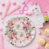 Assiettes En Carton Élégant Bébé Floral Rose En Fleur Baby shower Fill (Fête)