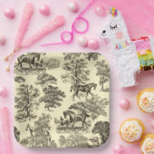 Assiettes En Carton Elégant Beige Rustique Horses Toile (Fête)
