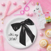 Assiettes En Carton Elegant Black Bow 30th Birthday Paper Plates (Fête)