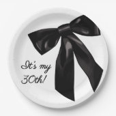 Assiettes En Carton Elegant Black Bow 30th Birthday Paper Plates (Devant)